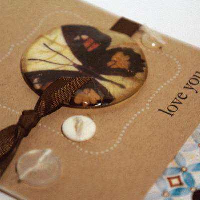 cracked glass butterfly card - detail