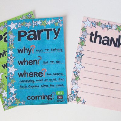 Postcard invites and thank you's.