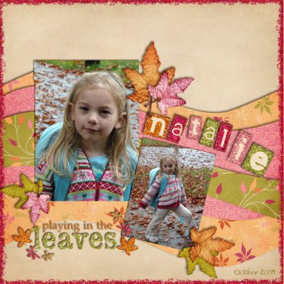 Natalie playing in the leaves