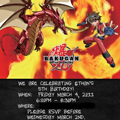 Bakugan Birthday Invite