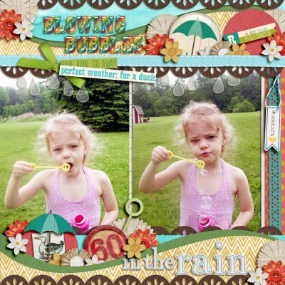 blowing bubbles in the rain