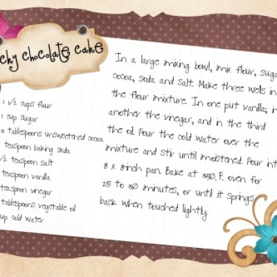 Wacky Cake recipe card