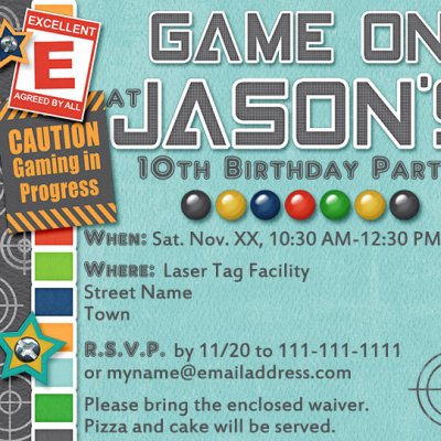 Laser Tag Birthday Invitation