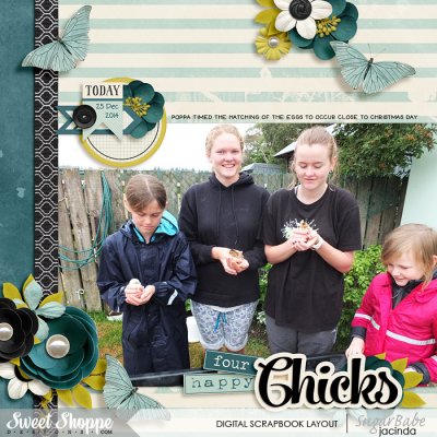Four happy chicks