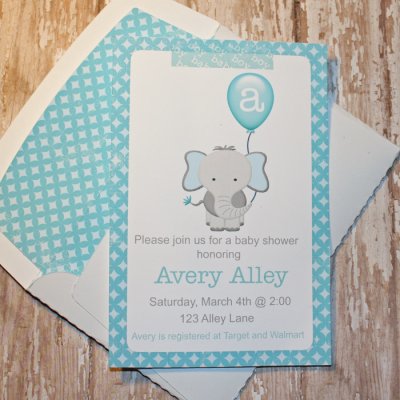Baby shower invite with matching envelope