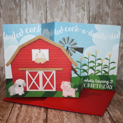 3D Farm Birthday card