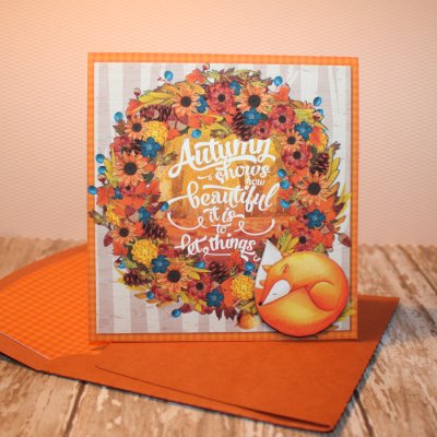 Fall Wreath Card with matching envie