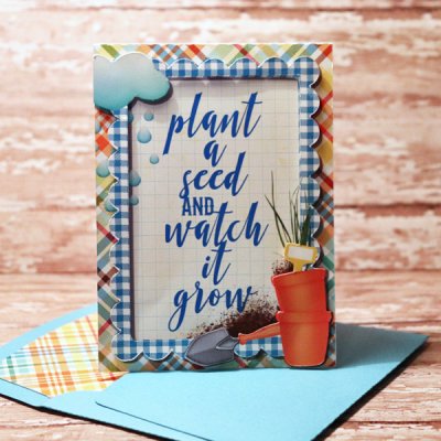 Watch Me Grow Card with matching envie