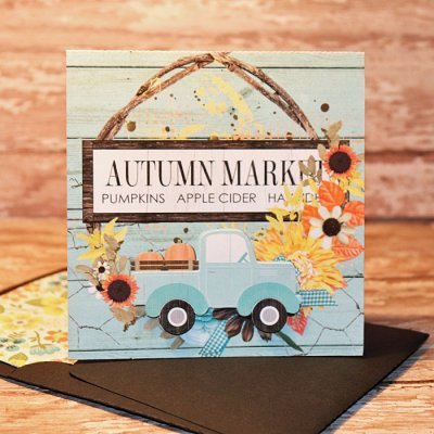Autumn Market card with matching envie
