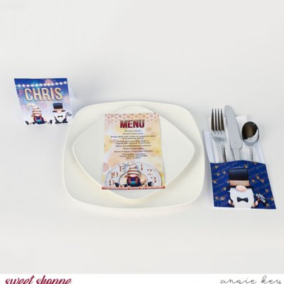 New Year's Eve Table Decor - Menu, Place Card & Utensil Holder