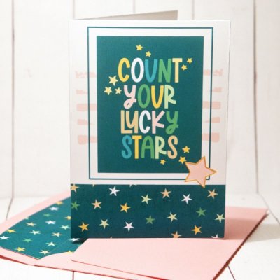 Count Your Lucky Stars card with matching envie