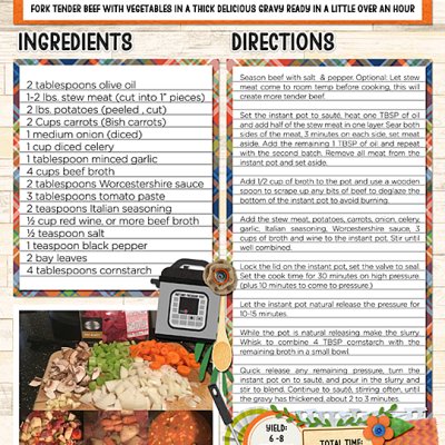 Instant Pot Beef Stew