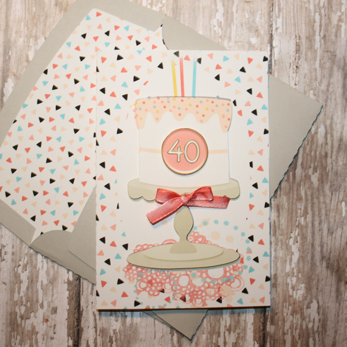 40th Birthday card with matching envie