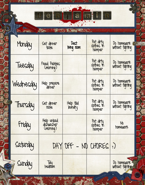 Benjamin's Chore Chart