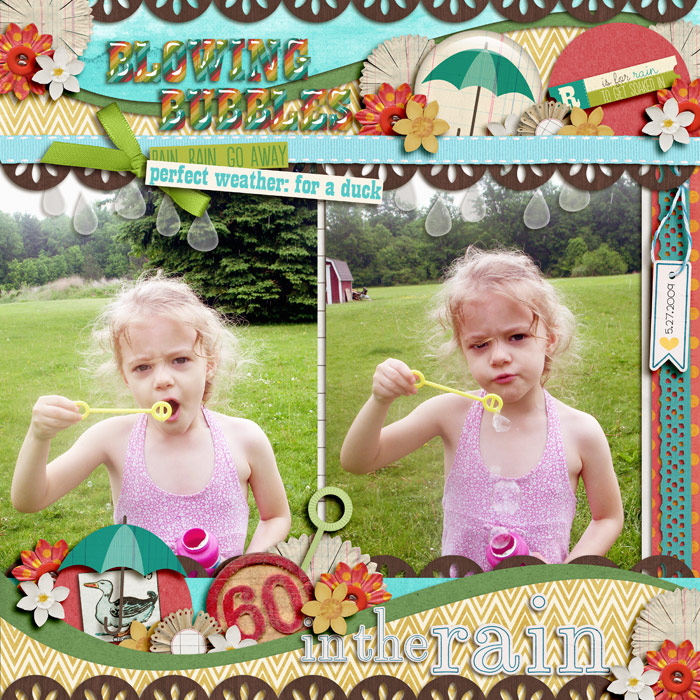 blowing bubbles in the rain