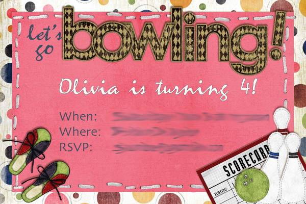 Bowling Party invitation