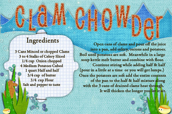 Clam Chowder Recipe Card