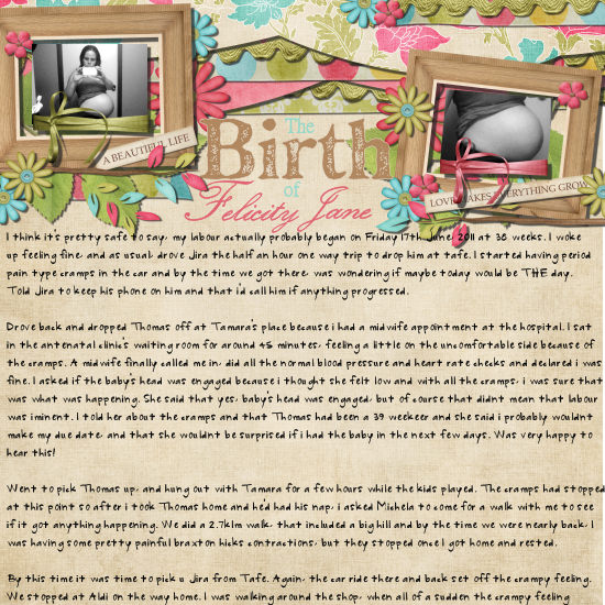 Felicity's birth story page 1