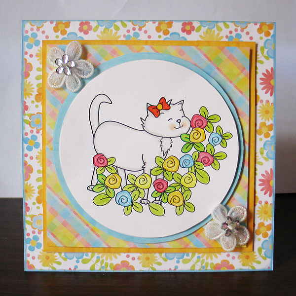 Flowers and Cat Card