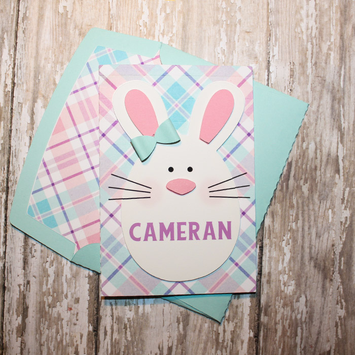 Girl Easter card with matching envie