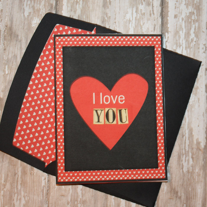 I love you Valentine Card with matching envelopes