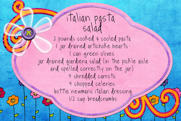 italian pasta salad recipe card