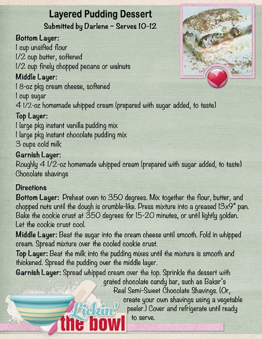 Layered Pudding Dessert