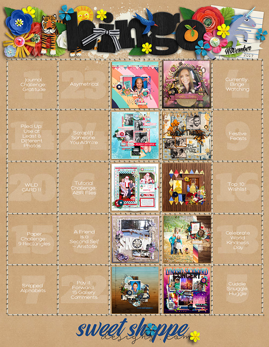 November 2017 Bingo card