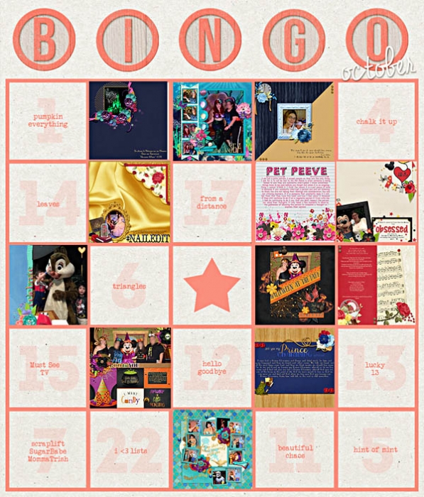 October 2015 Bingo Card