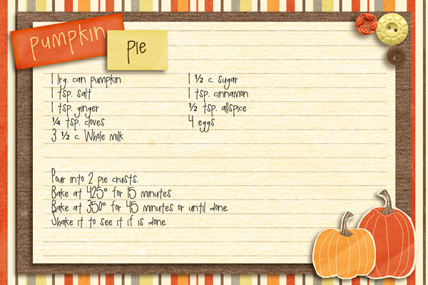 Pumpkin Pie Recipe