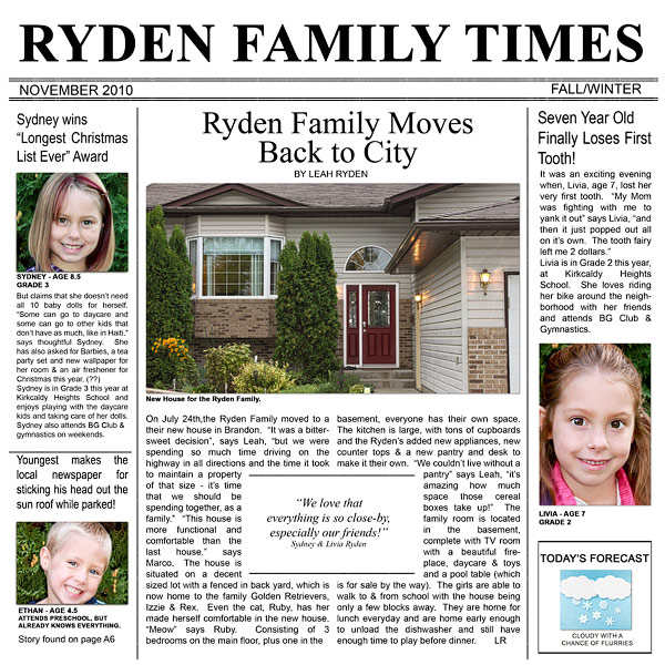 Ryden Family Times November 2010