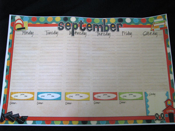 September Weekly Calendar