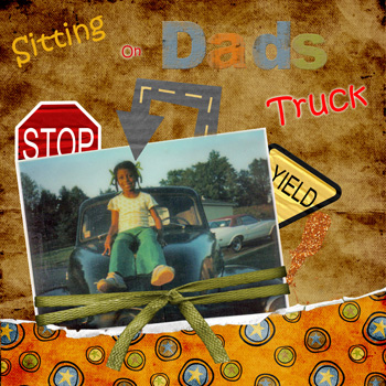 sitting on dads truck