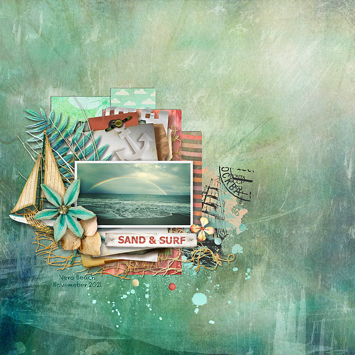 stormy beach rainbow