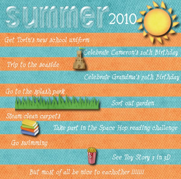 Summer 2010 - to do list