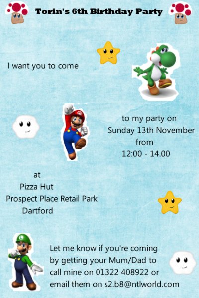 Torin's Birthday Invite