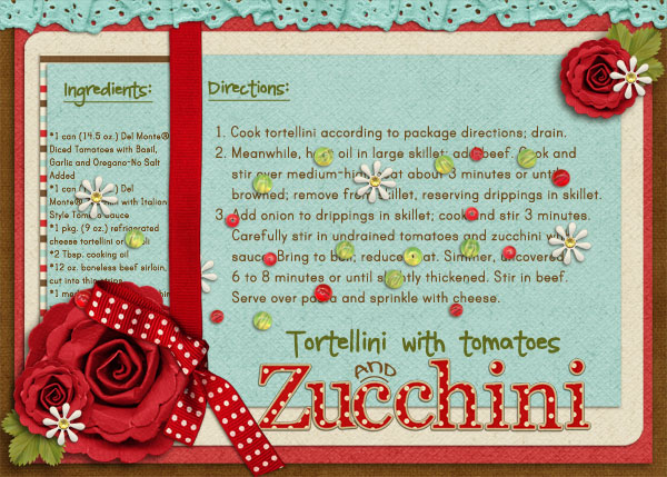 Tortellini with Tomatoes and Zucchini Recipe Card