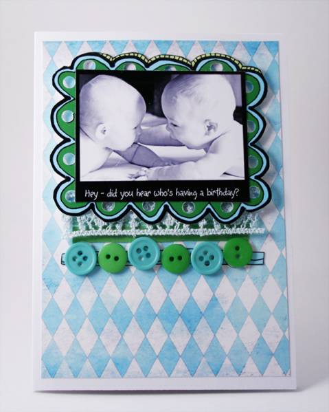 Twins First Birthday Card