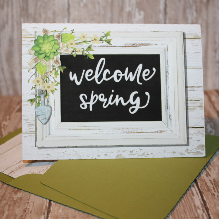 Welcome Spring Card with matching envie
