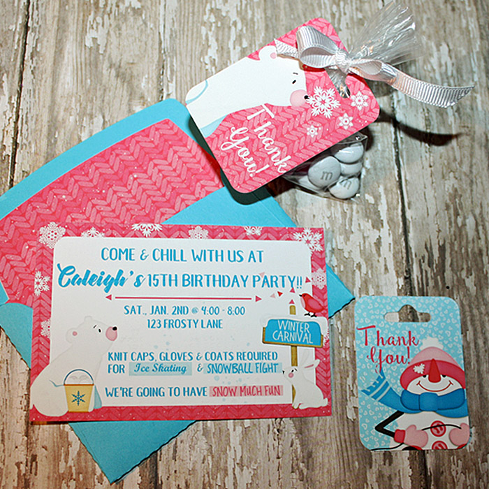 Winter Party Invite and Thank You tags