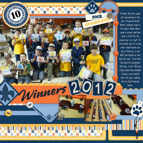 Pinewood Derby LO using Do Your Best by Heather Roselli and Template Set 107: Focus on Photos and Layered Dates 1 by Cindy Schneider.