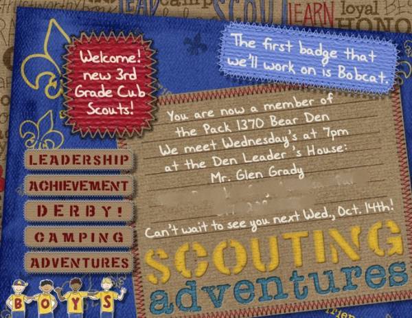 Cub Scout Welcome Card