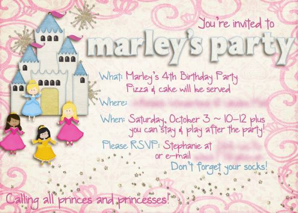 Princess party- invitation
