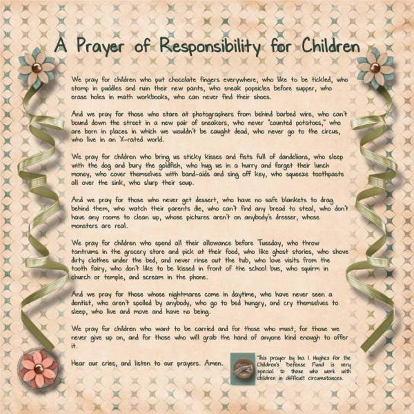 A Prayer fo Responsibility for Children