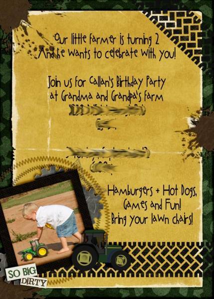 Tractor Birthday Invitation