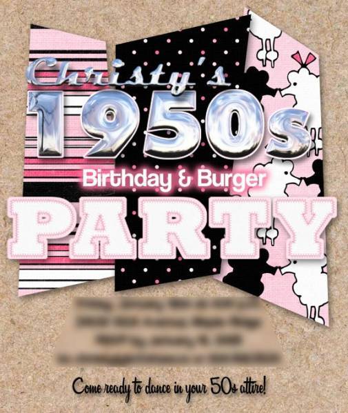 Birthday Party Invite - 1950's Style