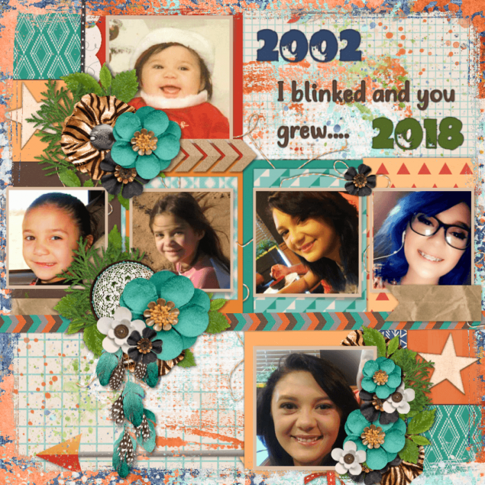 April Bingo # 17 scrap in 4 columns