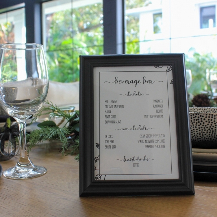 Holiday Festivity -Beverage Bar Menu