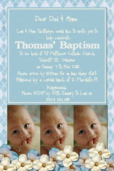 Thomas' baptism invitation
