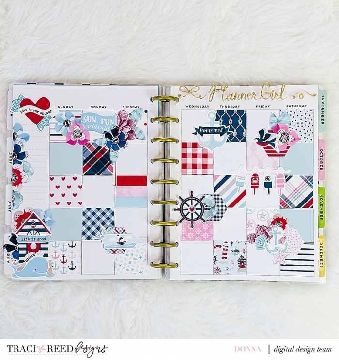 August monthly spread (hybrid planner pages)